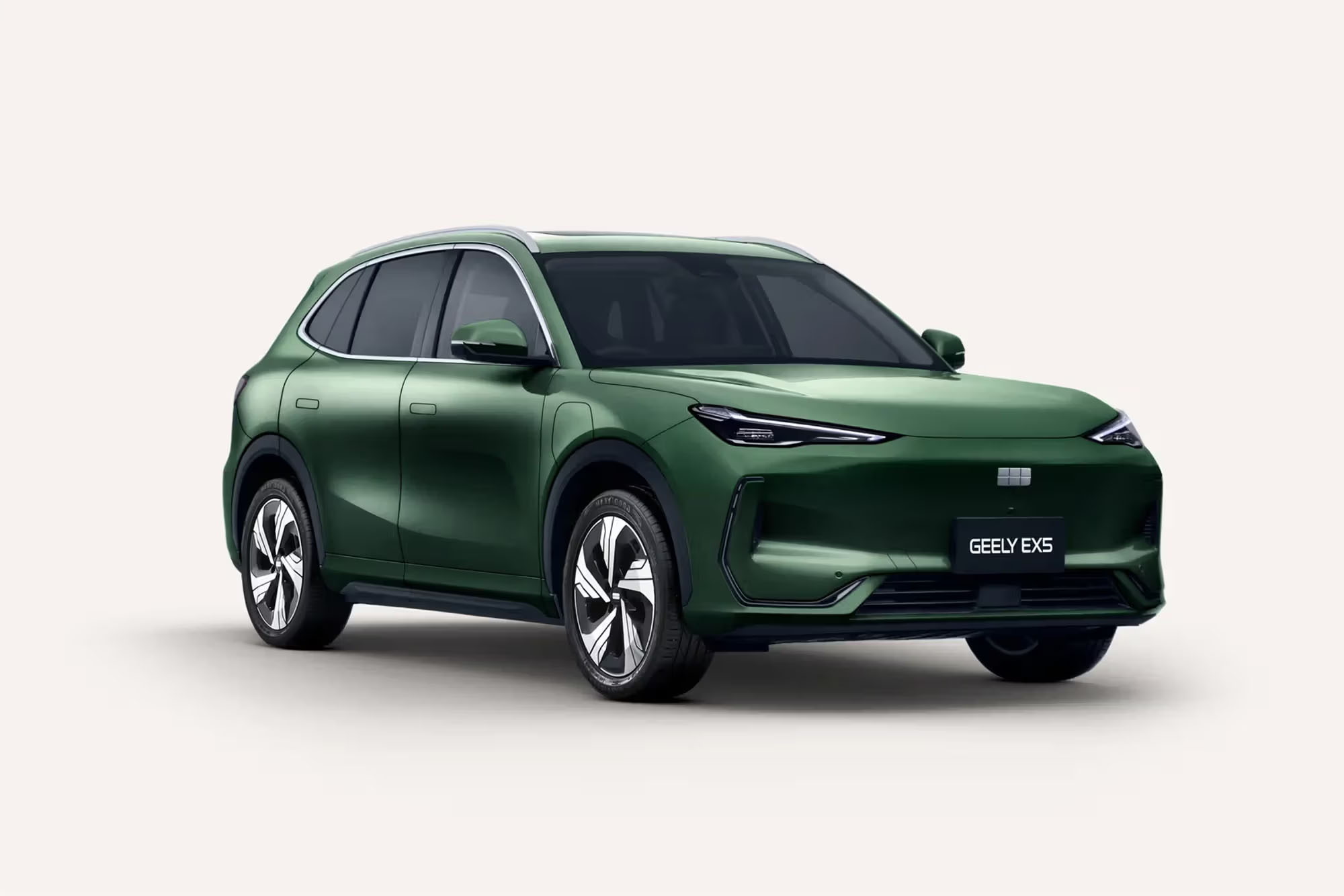 Front 3/4 render of a Geely with a Aquatic Green paint finish