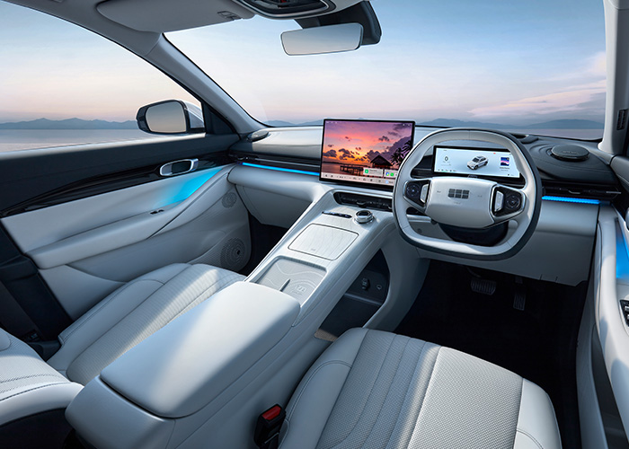 Right hand driver interior of a Geely form the inside